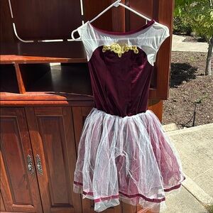 Weissman Maroon and White Dance Costume with Gold Details